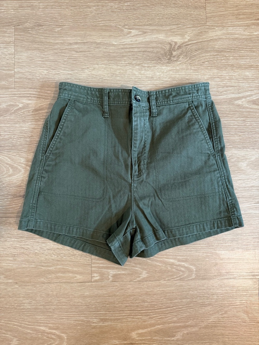 Madewell High-Rise Olive Green Utility Shorts